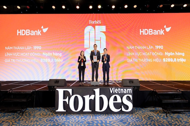 HDBank tiếp tục vào Top 25 thương hiệu niêm yết dẫn đầu của Forbes