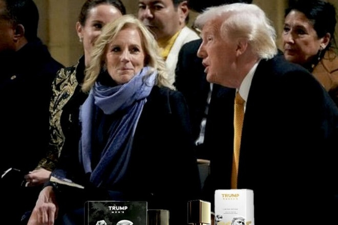 Ông Trump dùng hình chụp cùng bà Jill Biden để quảng cáo nước hoa