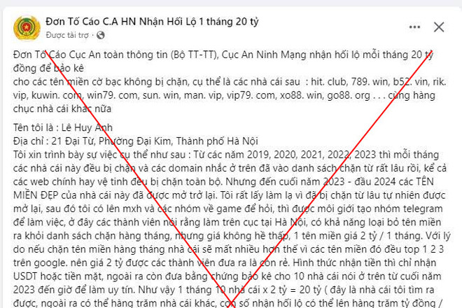 Xác minh, truy vết các đối tượng phát tán 'đơn tố cáo' sai sự thật