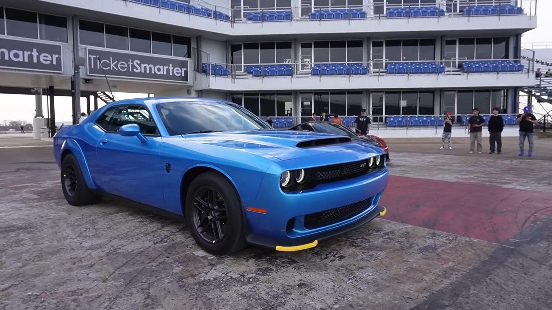 A blue 2023 Dodge Challenger SRT Demon 170 front quarter shot