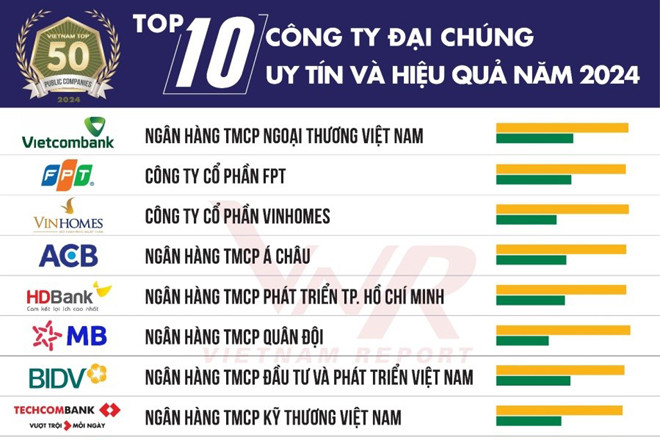 Công bố Top 50 Công ty đại chúng uy tín và hiệu quả năm 2024