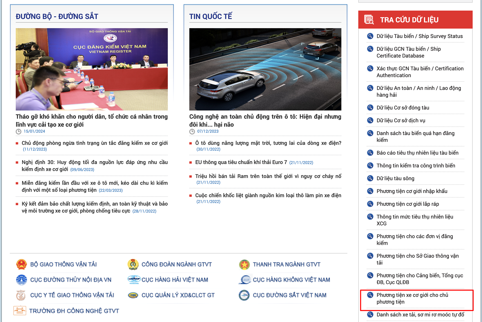 website cục đăng kiểm