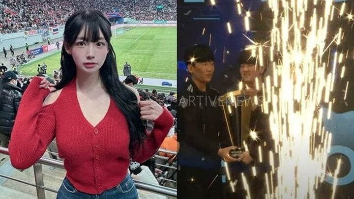 MC thể thao Gwak Min Seon bị pháo điện bắn trúng mắt khi đang dẫn một chương trình thể thao điện tử.