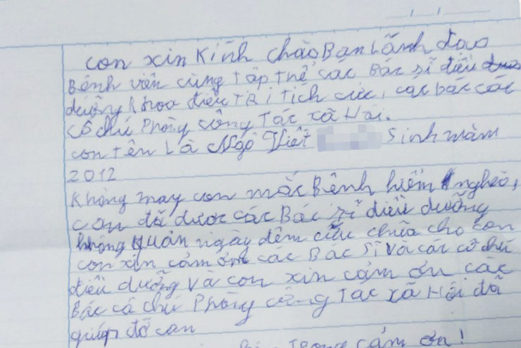 Lá thư tay của cậu bé 12 tuổi trở về từ &apos;cửa tử&apos; gửi bác sĩ