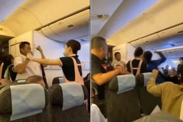 Nữ tiếp viên hàng không ngăn 2 nam giới ẩu đả trên máy bay