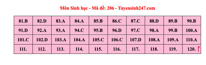 Đề thi và đáp án tham khảo môn Sinh học tốt nghiệp THPT 2024