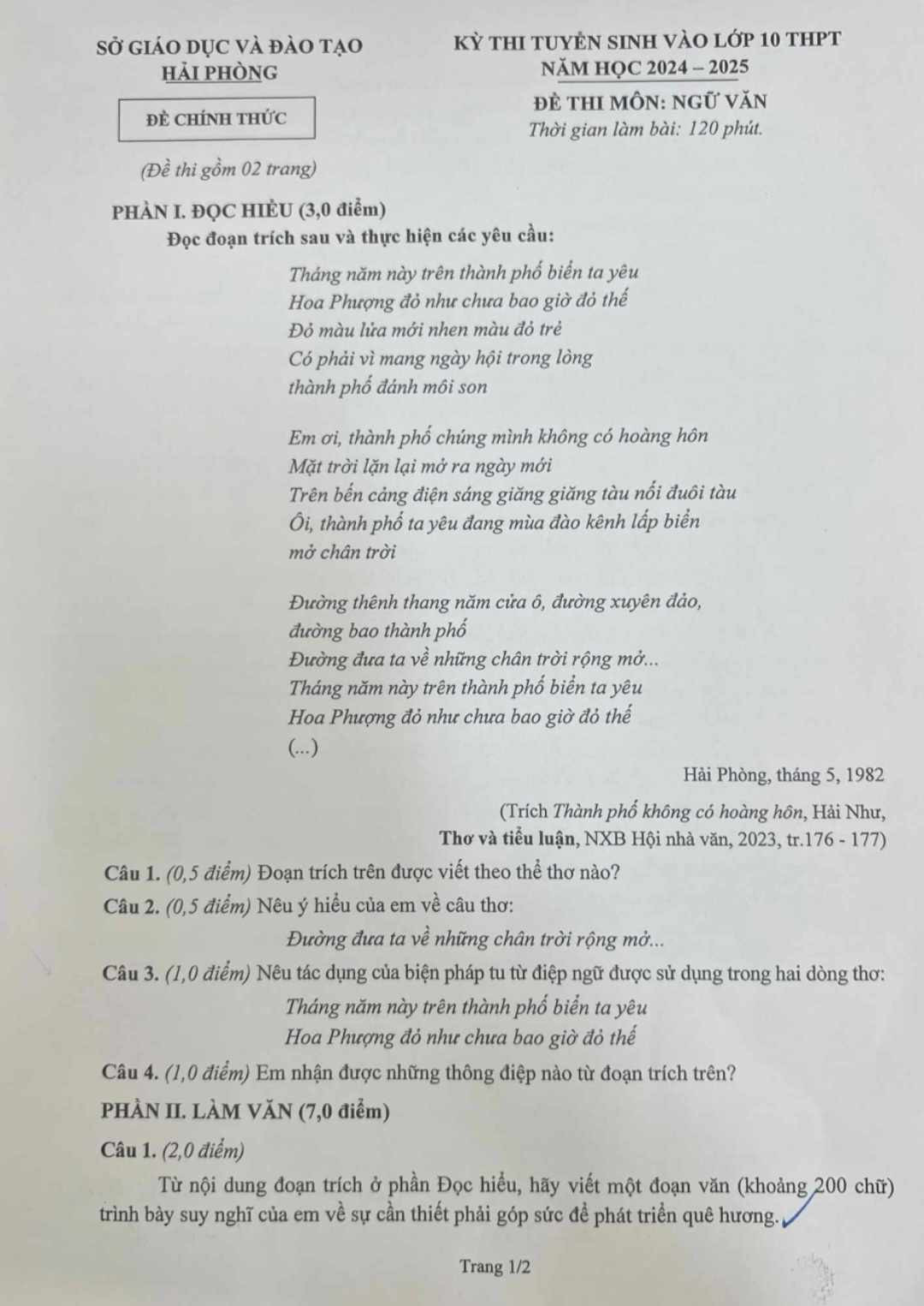 Thí sinh Hải Phòng được hỗ trợ đặc biệt trong kỳ thi vào lớp 10 bằng xe cứu thương và phòng thi riêng