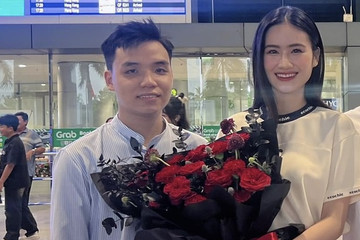 Hoa hậu Ý Nhi về nước, bạn trai và gia đình ra tận sân bay đón