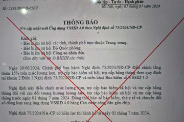 Cảnh báo giả mạo văn bản của BHXH Việt Nam yêu cầu cập nhật VssID