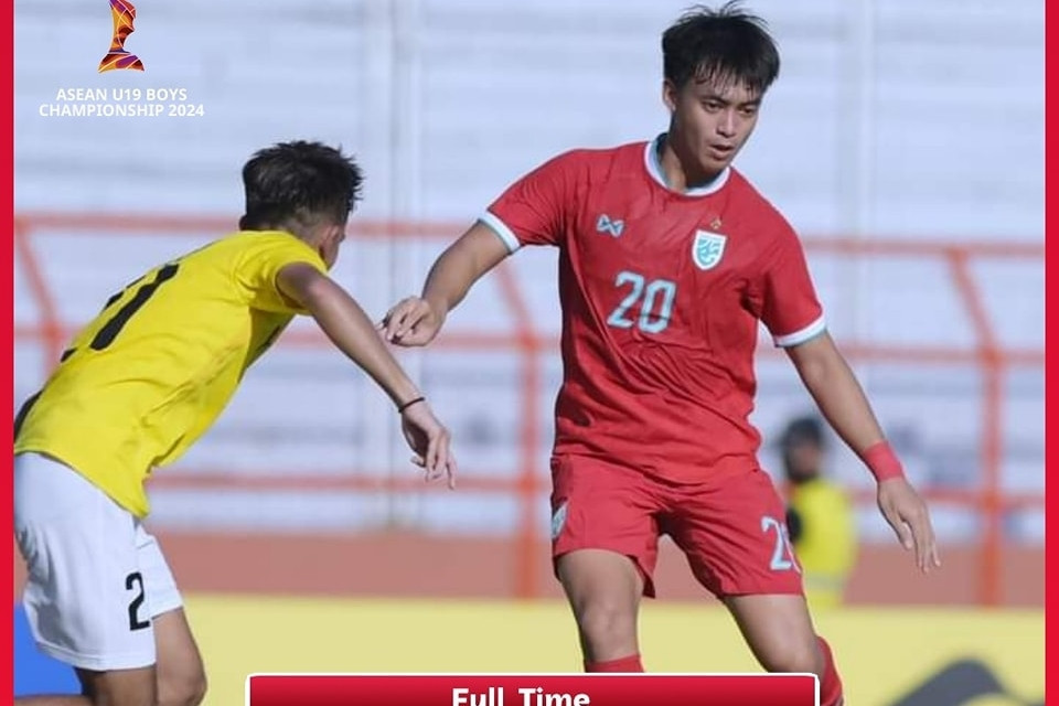 U19 Thái Lan thắng Brunei 6-0, vẫn xếp dưới U19 Malaysia