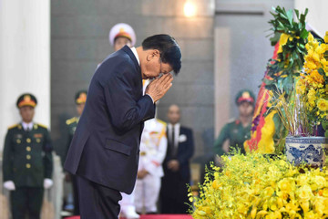 Tổng Bí thư, Chủ tịch nước Lào và phu nhân xúc động viếng Tổng Bí thư