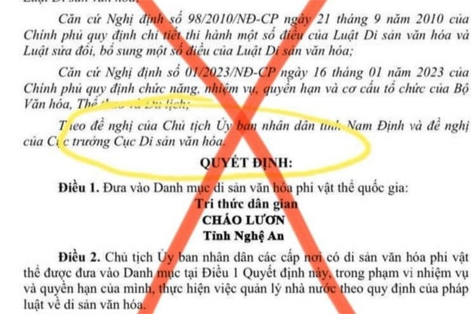 Bộ Văn hóa đề nghị xử lý thông tin xuyên tạc về 'cháo lươn Nghệ An'