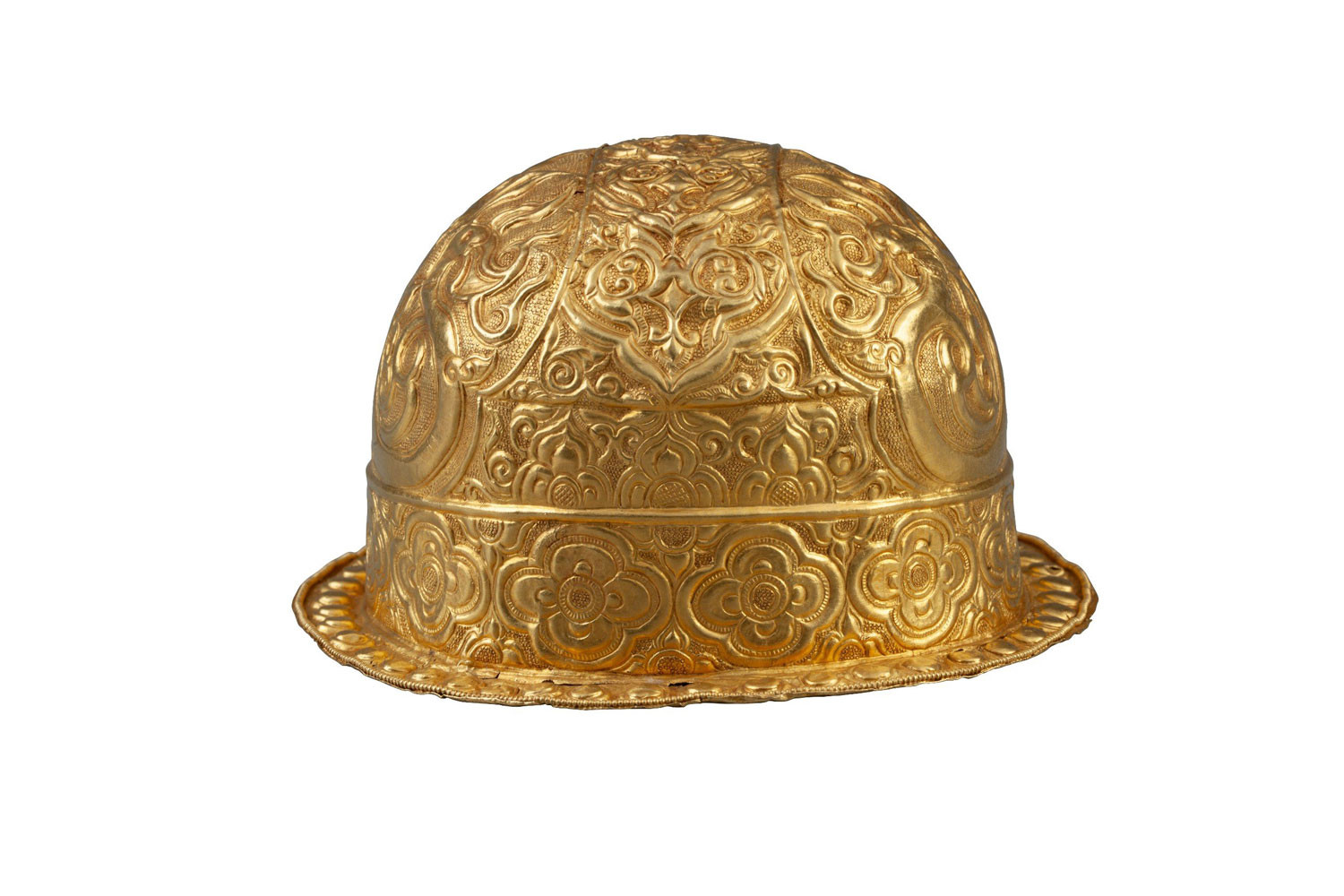 Bịt tóc trang trí Makara dây móc và hoa, chất liệu vàng, thế kỷ 17   18.jpg