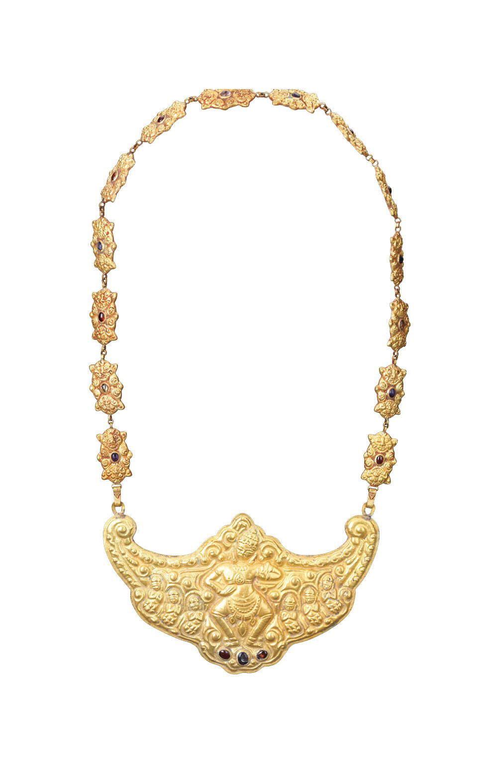 Dây chuyền trang trí hình thần Shiva, chất liệu vàng và đá quý thế kỷ 17   18.jpg