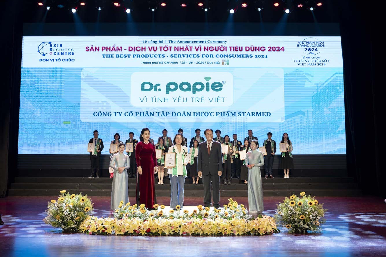 Dr.Papie nhận giải Top 10 Sản phẩm - Dịch vụ tốt nhất vì người tiêu dùng 2024