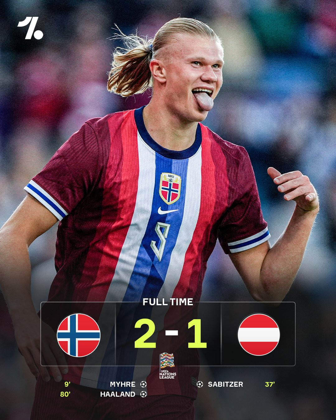 Haaland lập đại công, Na Uy đả bại tuyển Áo Na Uy