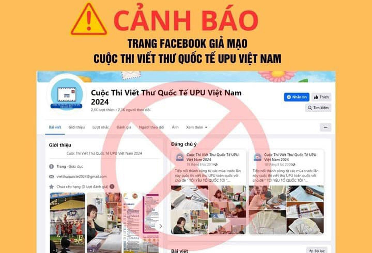 Xuất hiện nhiều trang fanpage mạo danh cuộc thi viết thư quốc tế UPU để lừa đảo