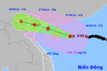 Rìa siêu bão số 3 Yagi 'chạm' đất liền, miền Bắc bắt đầu mưa lớn kèm sấm sét