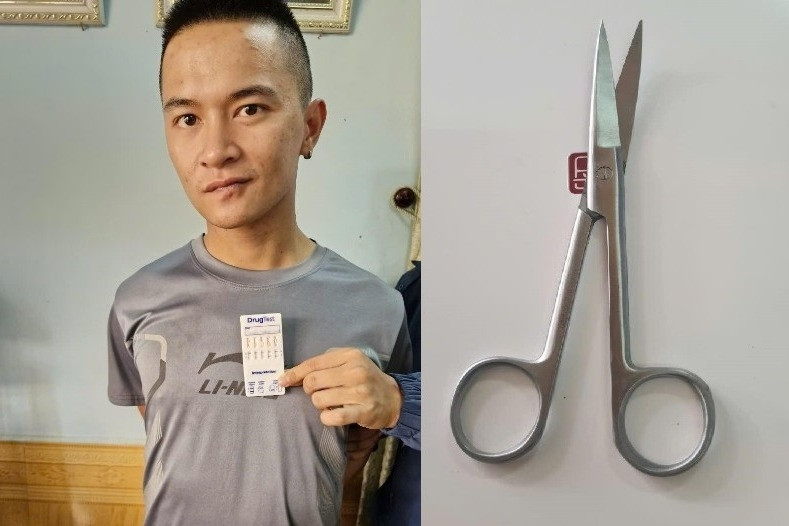 Tạm giữ hình sự thanh niên ngáo đá cầm kéo đòi tự sát