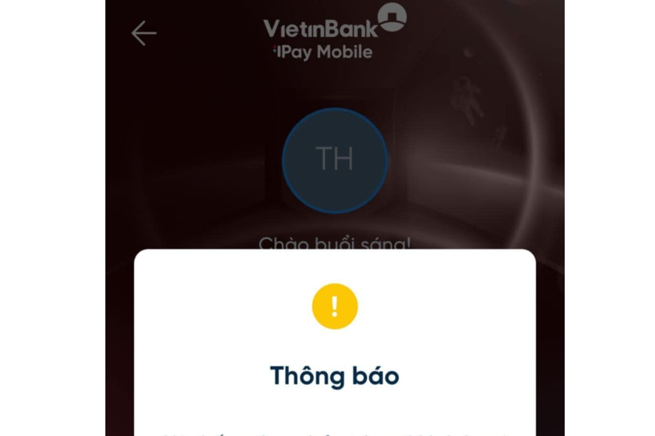 App giao dịch ngân hàng VietinBank gặp sự cố