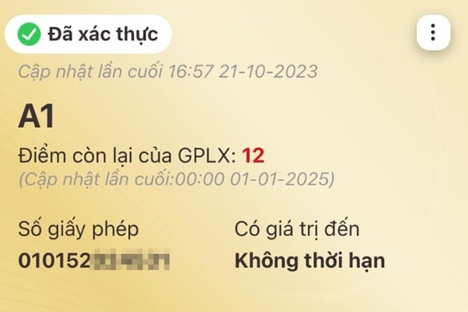 Cách theo dõi trừ điểm giấy phép lái xe trên ứng dụng VNeID