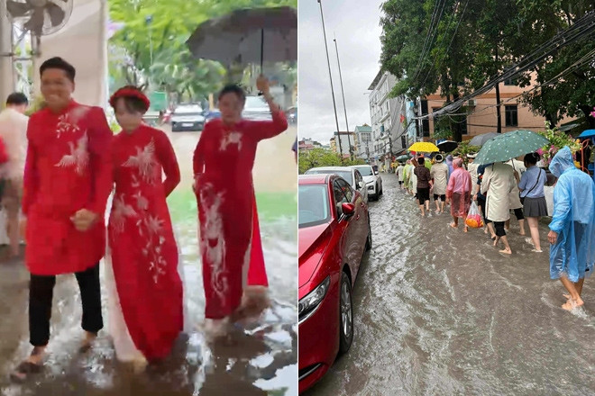 Chú rể Ninh Bình rước dâu giữa ngày Hà Nội ngập nặng, kể trải nghiệm nhớ đời