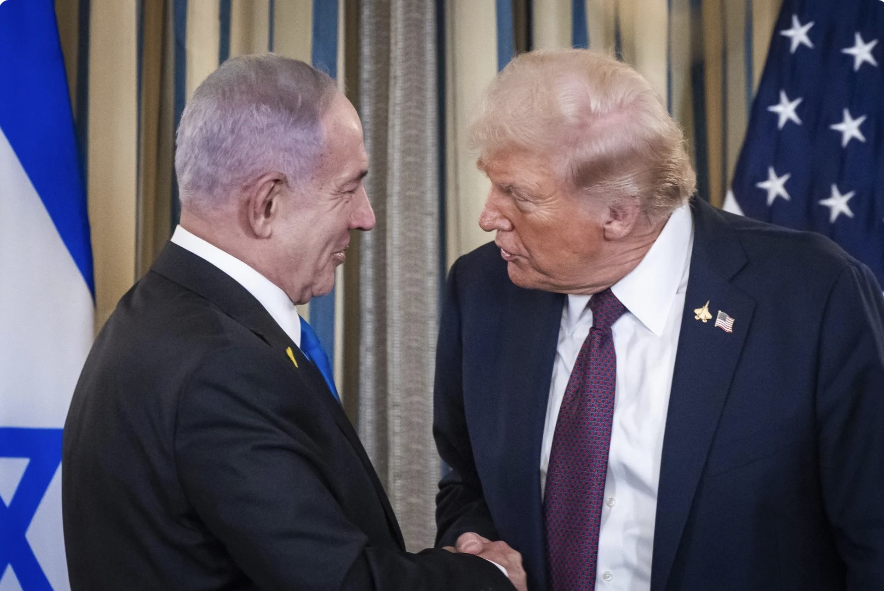 Thủ tướng Israel và Tổng thống Mỹ. Ảnh: EFE/EPA