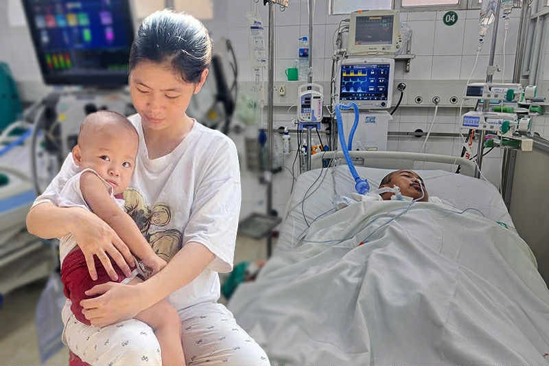 Chồng nguy kịch vì biến chứng sau tai nạn, vợ mang bầu ôm con nhỏ cầu cứu