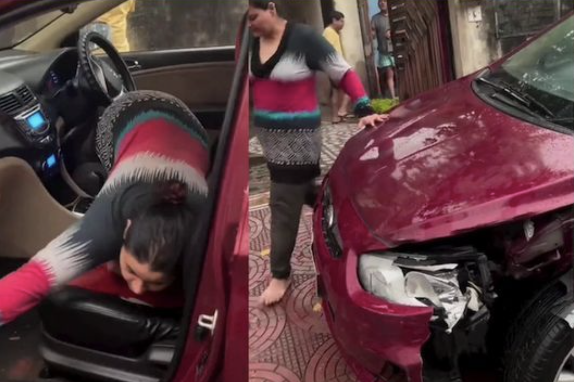 Nữ tài xế say rượu lái xe Hyundai đâm taxi, to tiếng cãi vã gây náo loạn cả phố