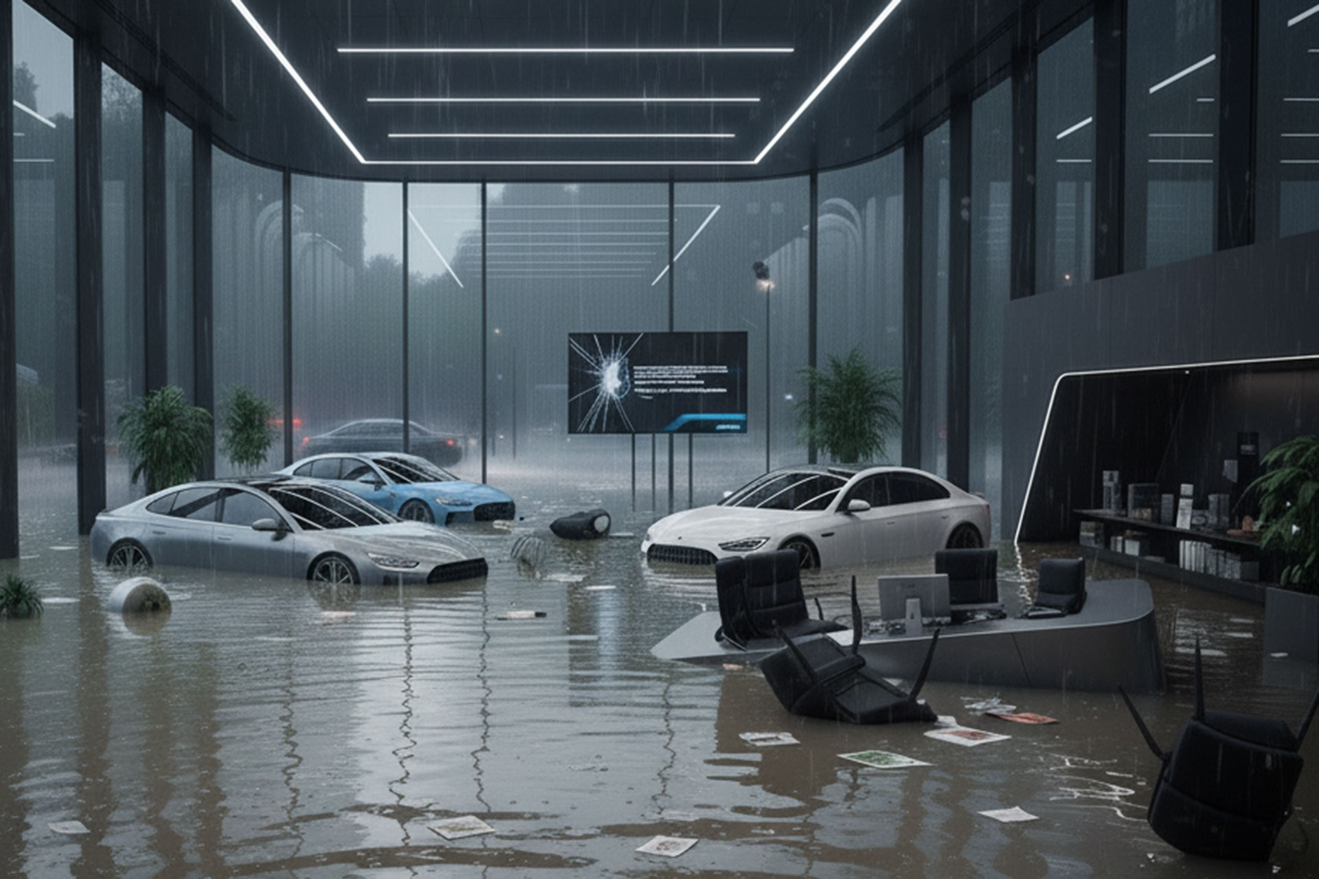 Xe đang chờ giao khách thì bị ngập nước tại showroom, trách nhiệm thuộc đại lý