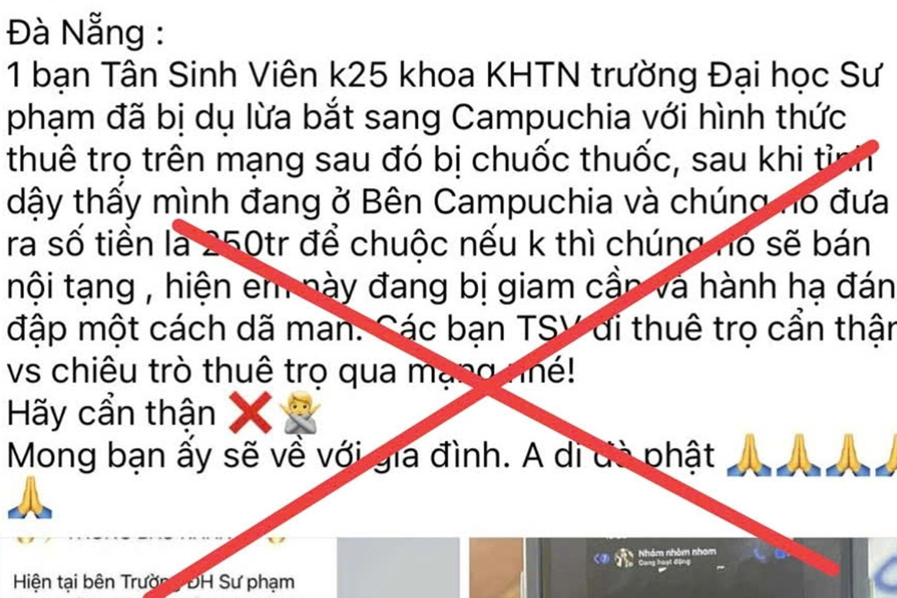 Thực hư thông tin tân sinh viên ở Đà Nẵng bị chuốc thuốc, đưa sang Campuchia