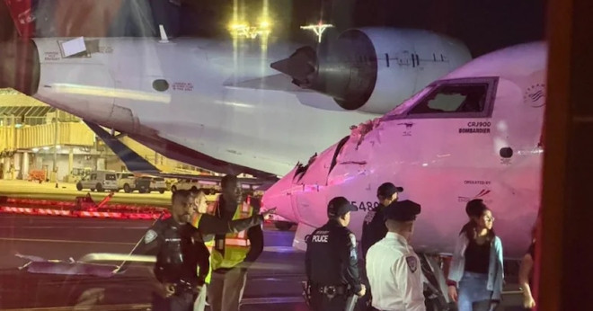 Hình ảnh 2 máy bay chở khách vỡ mũi, gãy cánh do va chạm tại sân bay