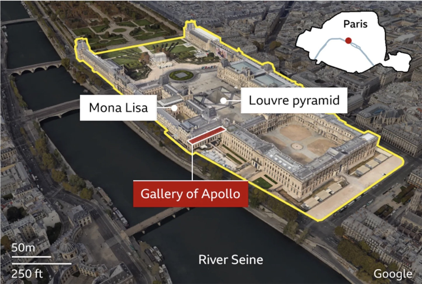 Ăn trộm tại bảo tàng Louvre. Ảnh: BBC