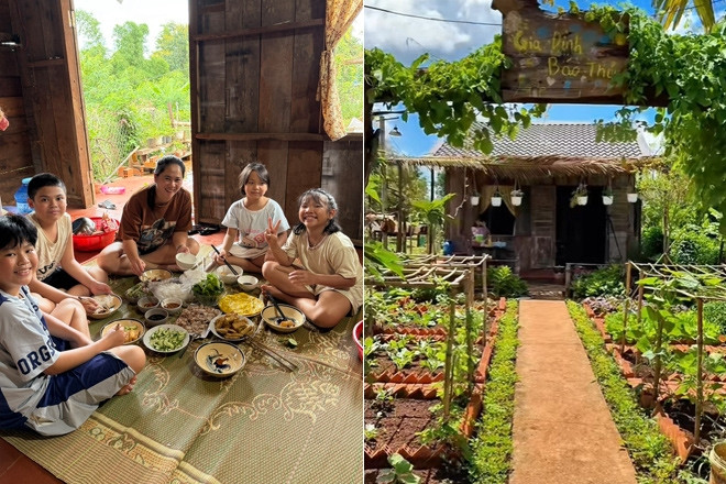 Ông bố mua 1.500m2 đất làm khu vườn đẹp như mơ, cuối tuần về nấu cơm bếp củi