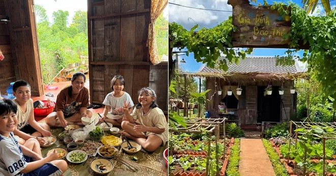 Ông bố mua 1.500m2 đất làm khu vườn đẹp như mơ,...