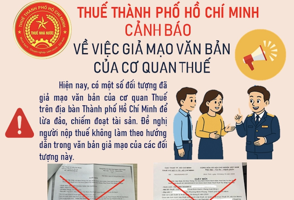 Bị giả mạo văn bản để chiếm đoạt tài sản, Thuế TPHCM đưa ra cảnh báo