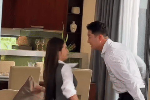 Hậu trường cảnh Huyền Lizzie tát Chí Nhân lật mặt trên phim giờ vàng VTV