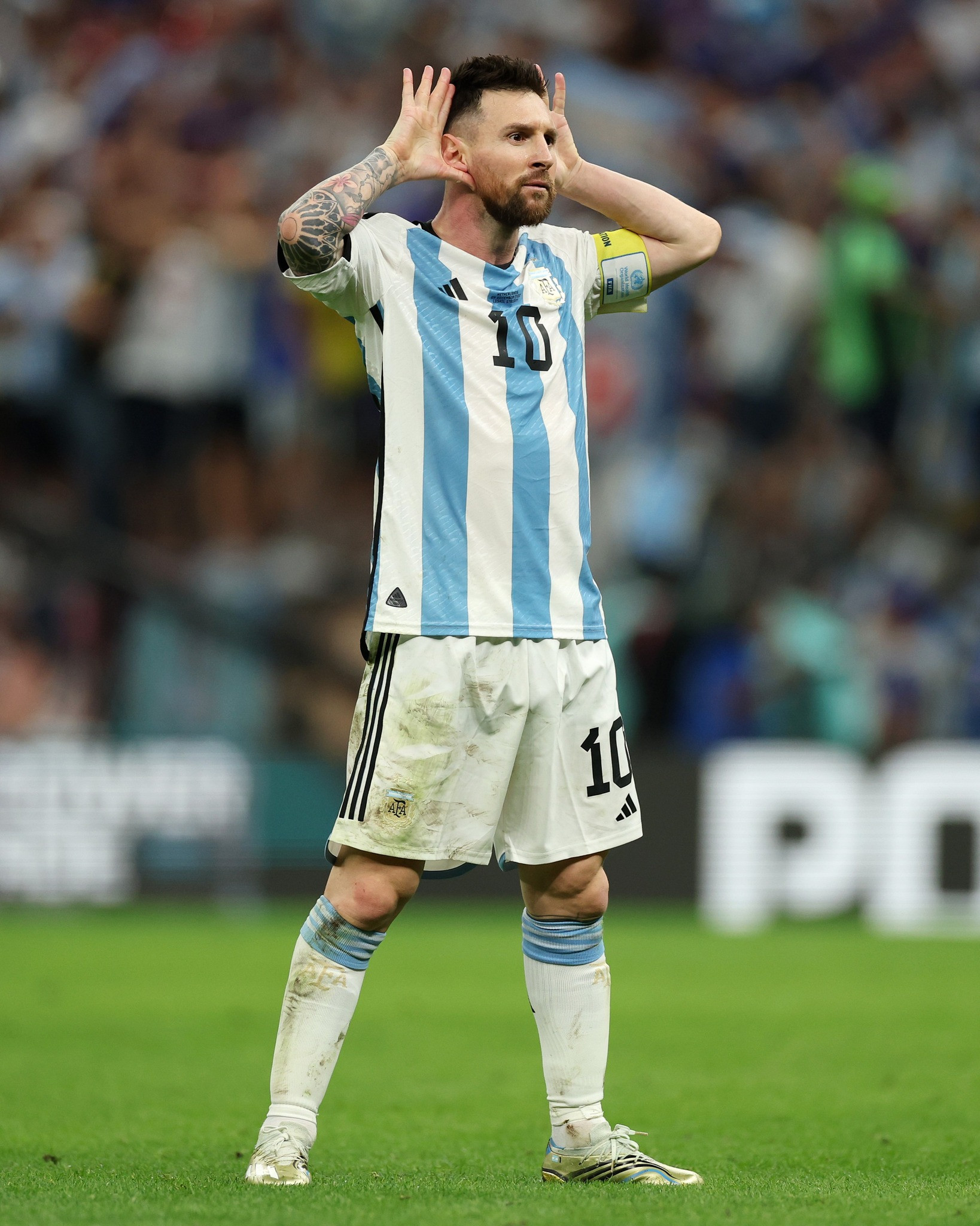 Messi với pha ăn mừng sau khi Argentina vượt qua Hà Lan tại tứ kết World Cup 2022