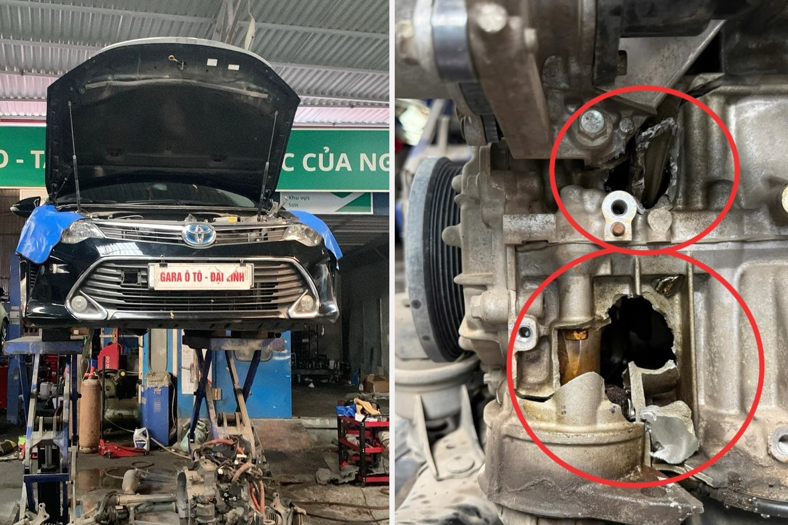 Xe Toyota Camry bị thuỷ kích vỡ tan máy, gara báo giá 200 triệu vẫn chưa 'xuôi'