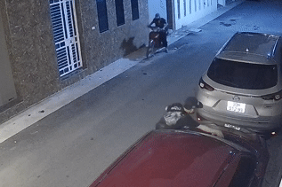 Camera ghi lại cảnh kẻ gian xăm trổ tháo trộm cần gạt nước ô tô ở Hà Nội