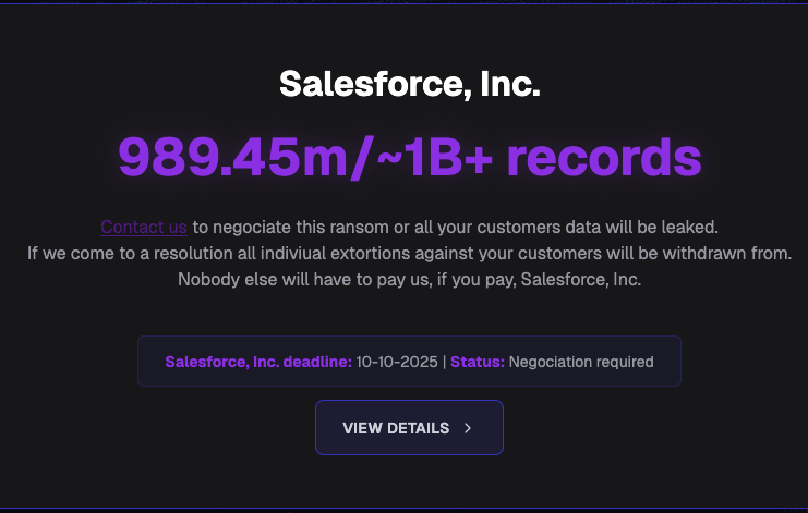 Gần 1 tỷ bản ghi bị đánh cắp, Salesforce vẫn nói không trước yêu sách của tin tặc