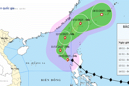 Bão Fung-Wong vào Biển Đông trở thành bão số 14, bắt đầu đổi hướng liên tục