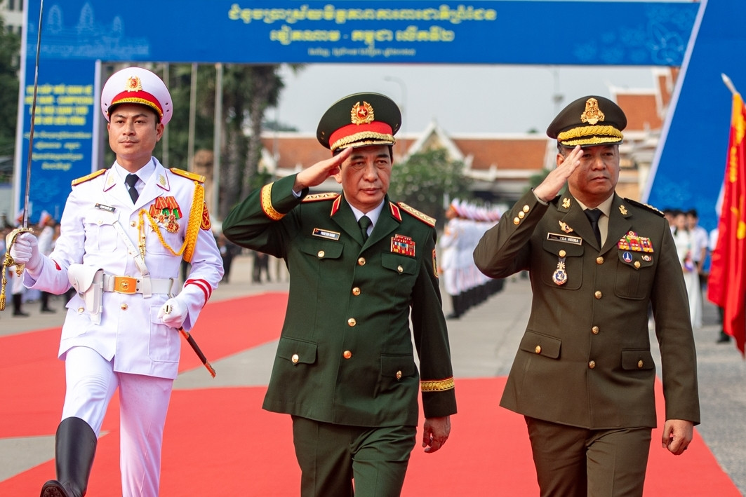 Đại tướng Phan Văn Giang đón Bộ trưởng Quốc phòng Campuchia tại Mộc Bài