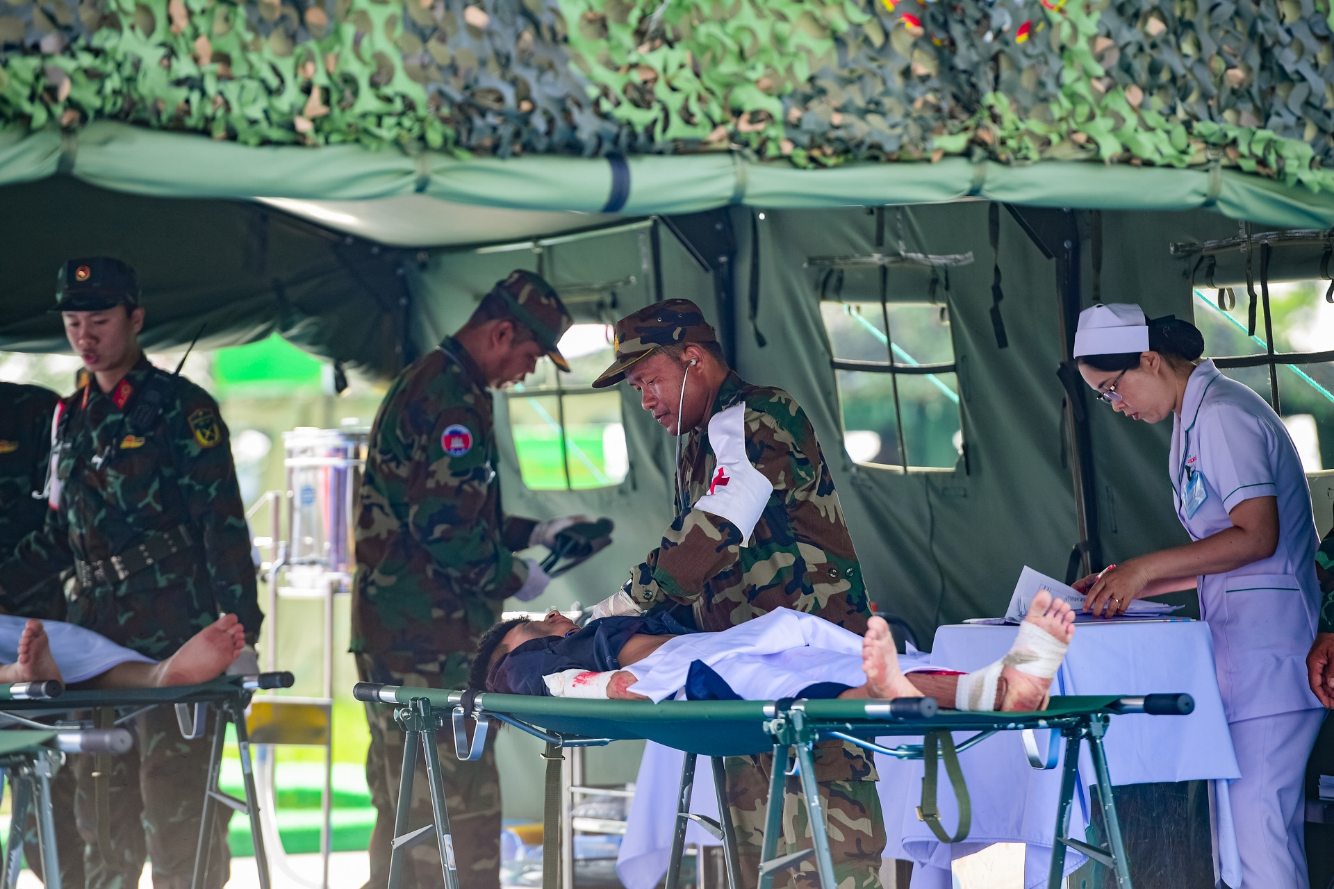 Quân y Việt Nam - Campuchia diễn tập ứng phó thảm họa thiên tai