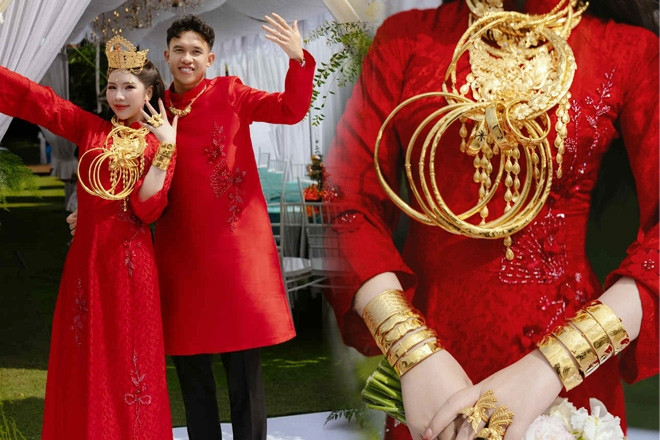 Cưới 'cô chủ tiệm vàng', chú rể TPHCM nhận dây chuyền kim cương đặc biệt