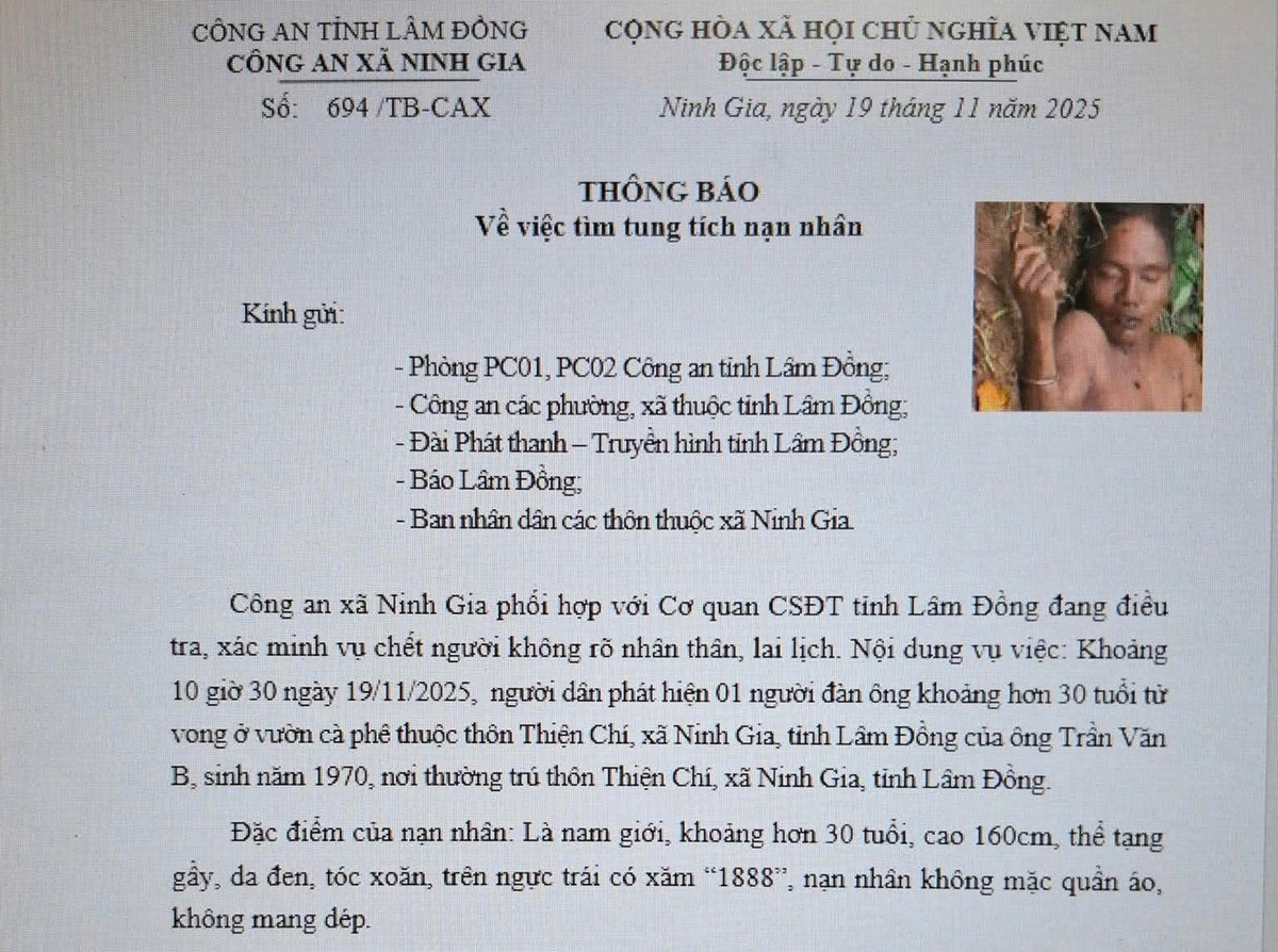 Người đàn ông tử vong bí ẩn trong vườn cà phê, trên ngực xăm chữ '1888'.jpg
