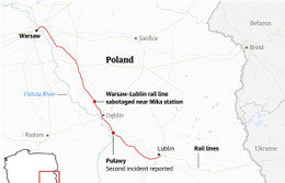 Tuyến đường sắt bị phá hoại ở Ba Lan. Ảnh: Guardian.