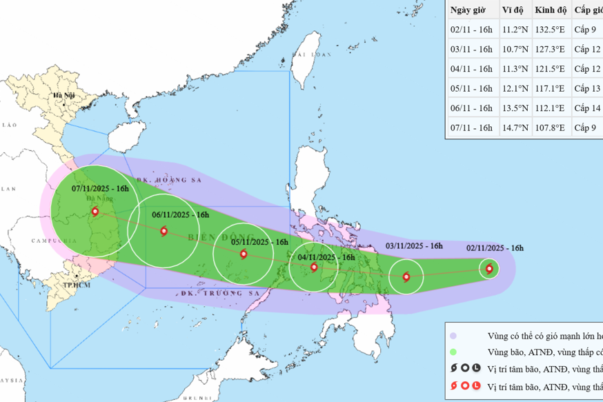 Bão Kalmaegi sắp vào Biển Đông thành bão số 13, có thể mạnh đến cấp 14