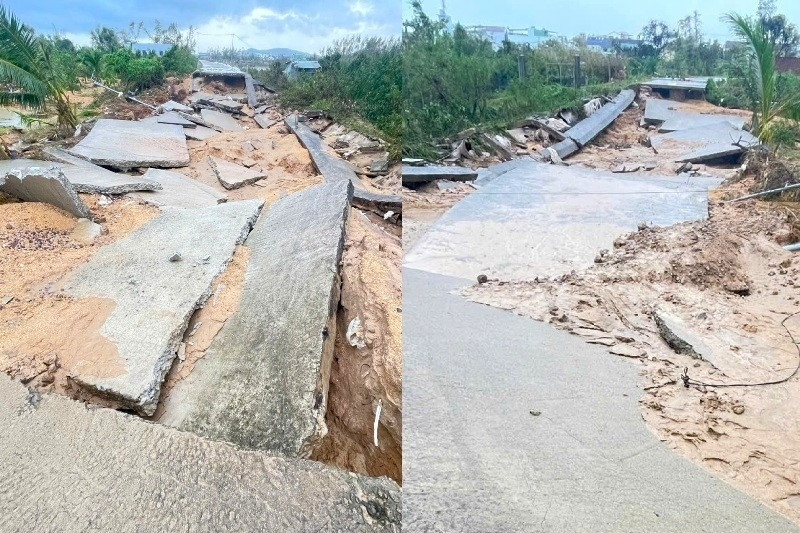 Hiện trường đê Vân Hội 1 tan hoang, vỡ nát sau mưa lũ lịch sử ở Gia Lai