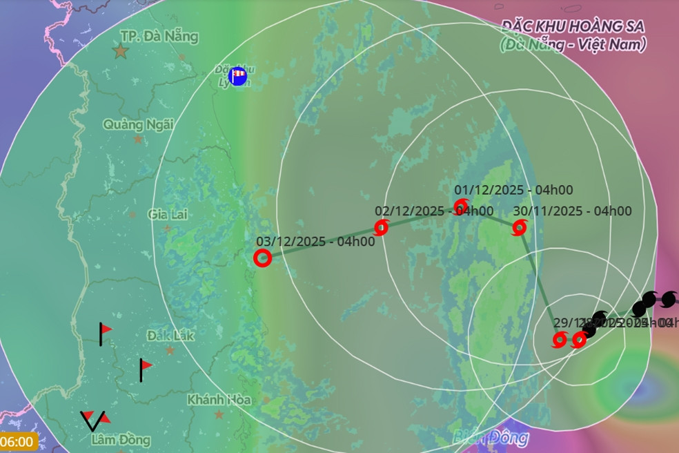 Bão số 15 Koto còn loanh quanh trên biển, áp sát bờ Gia Lai vào rạng sáng 1/12